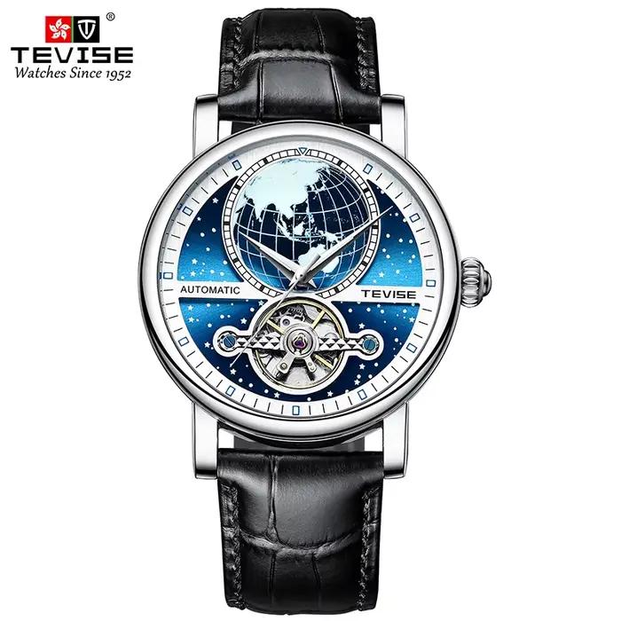 TEVISE montre pour hommes mouvement mécanique automatique lumineux mode squelette montre bracelet en