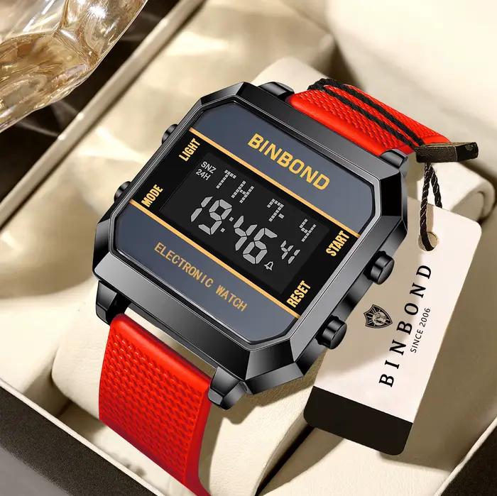 Montre électronique BINBOND pour homme, montre de sport avec mouvement électronique, LED haute défin