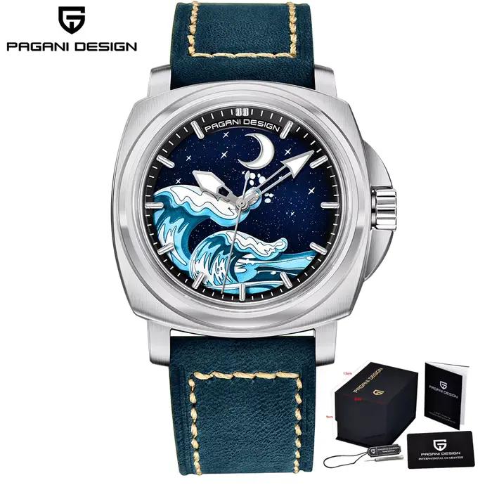 Montre-bracelet mécanique automatique PAGANI DESIGN, mode luxe, saphir, mouvement NH35, pour homme, 