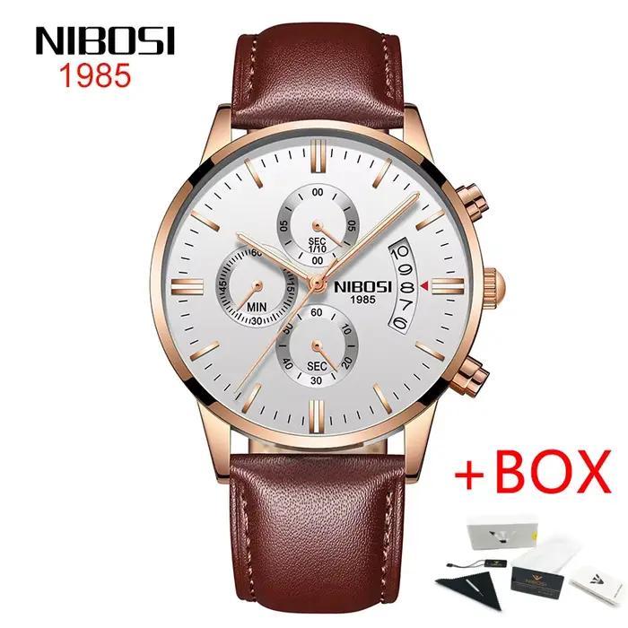NIBOSI-Montre-bracelet analogique à quartz pour homme, chronographe, marque supérieure, luxe, mode, 