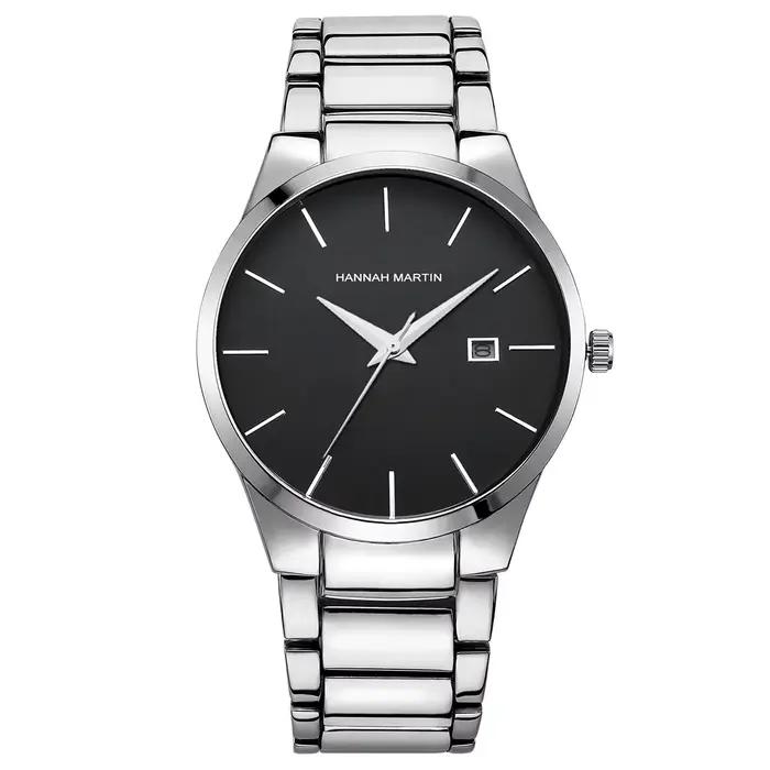 Montre à Quartz en Acier Inoxydable Noir pour Homme et Femme, Horloge Décontractée, Minimaliste, Cad