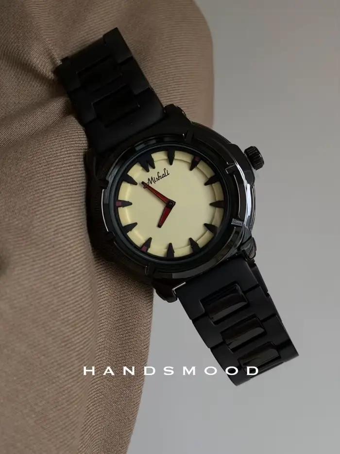 Montre pour femme noire Cool, grand cadran, en acier inoxydable, exquise, étanche, Bracelet pour fem