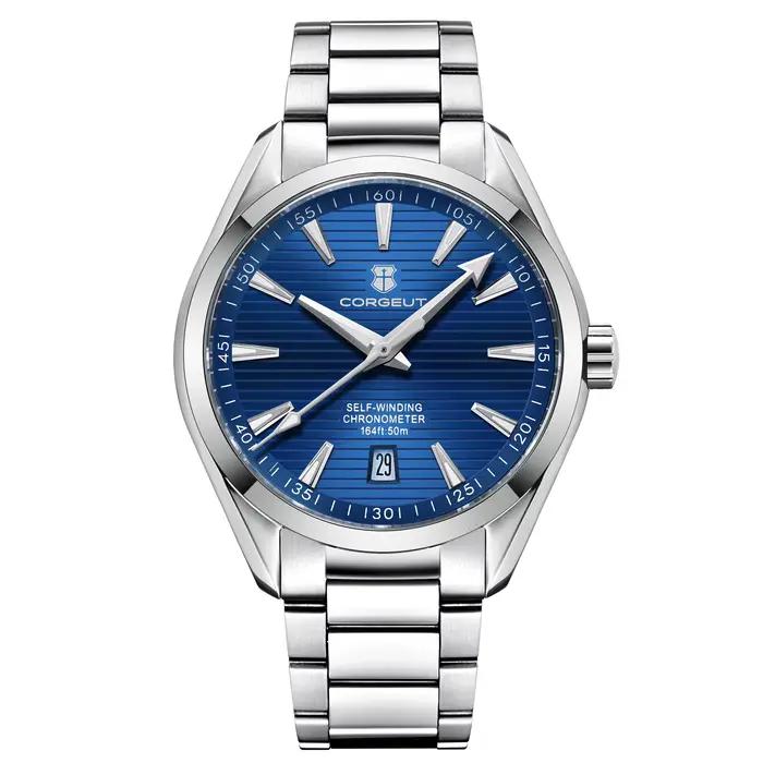 Corgeut NH35 montre hommes automatique mécanique poignet hommes unisexe étanche en cuir décontracté 