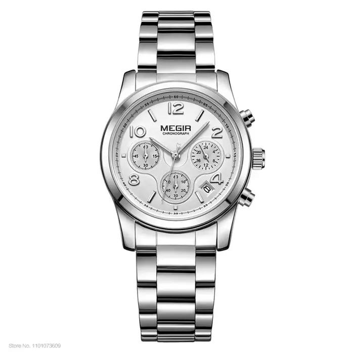 Megir dames montre chronographe montres à Quartz femmes haut de gamme de luxe montre-bracelet en or 