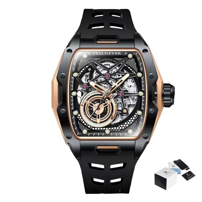 2025 FEELENEVER Design hommes montre automatique squelette mécanique montre-bracelet boîte en acier 