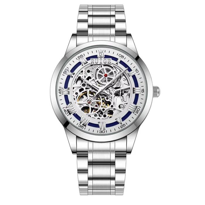 Montre mécanique entièrement automatique pour hommes, sport de luxe, en acier inoxydable, creuse, mé