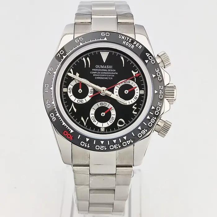Biens Bottles-Montre à mouvement à quartz pour homme, étanche, boîtier en acier, cadran arabe, chron