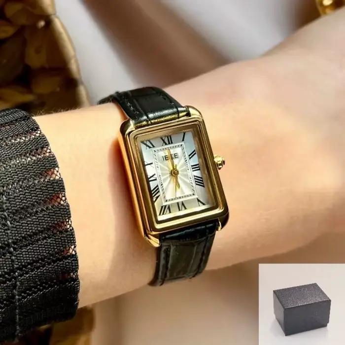 Montre à Quartz Vintage pour femmes, rectangulaire, chiffres romains, tempérament élégant, montre en