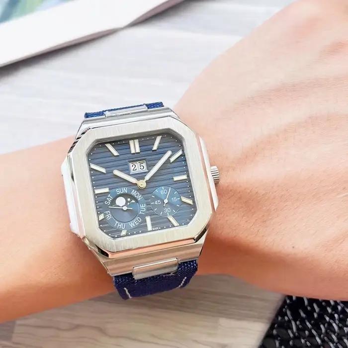 Montre mécanique automatique durable pour homme, multifonctionnelle, calendrier complet, acier inoxy