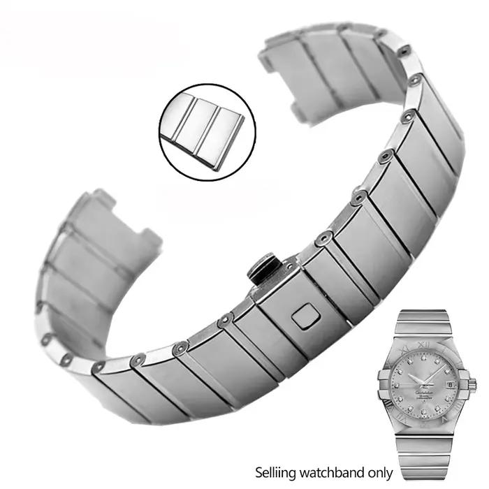 Bracelet de montre en acier inoxydable pour hommes et femmes, bracelet en métal pour Omega Double Ea