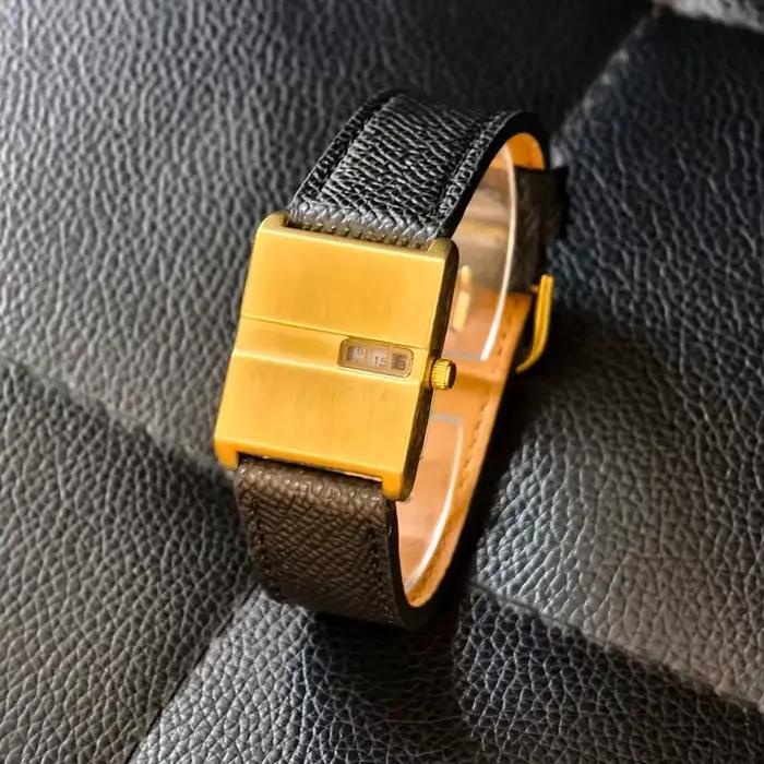 Montre de sport carrée pour hommes, bracelet en cuir, montres pour femmes, marque de luxe, nouvelles