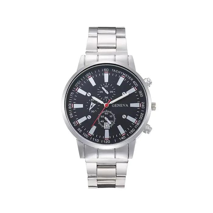 Montre chronographe à quartz de luxe pour homme Genève, bracelet en acier inoxydable, montre-bracele