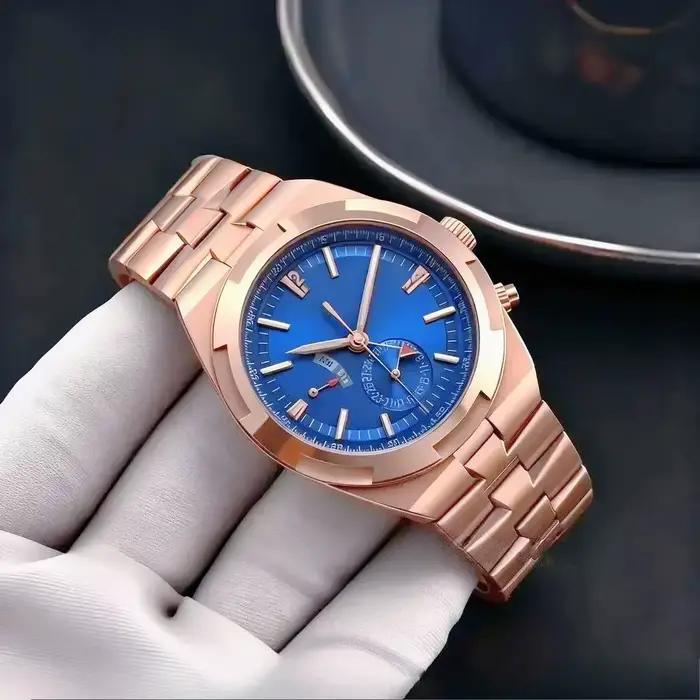 Montres mécaniques automatiques pour hommes personnalisées, neuves, design noir, bleu, or rose, brac