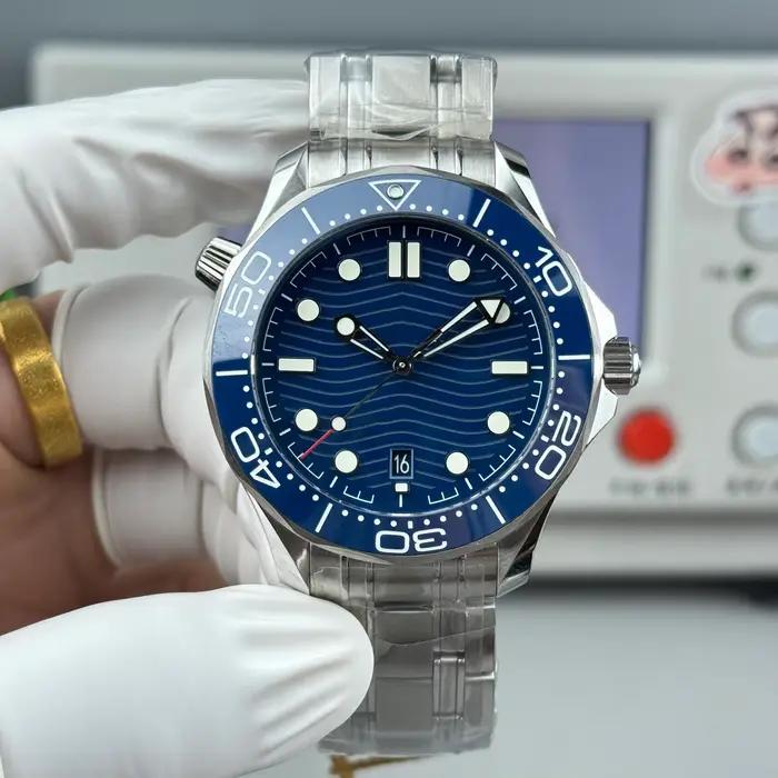 Série de montres automatiques de luxe avec cadran ondulé, verre saphir, lunette en céramique, option