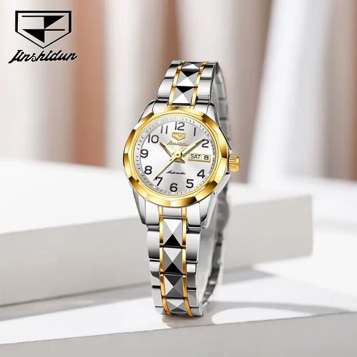 Montres de luxe pour femmes JSDUN 8990, montre automatique mécanique tendance, acier tungstène, étan