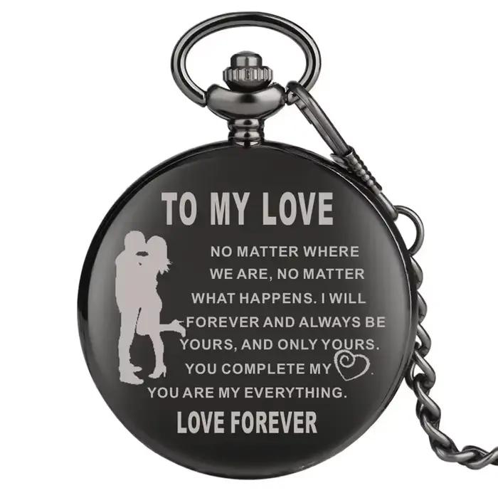 Montre de poche créative pour mon amour pour toujours, Design, horloge analogique à Quartz, pendenti