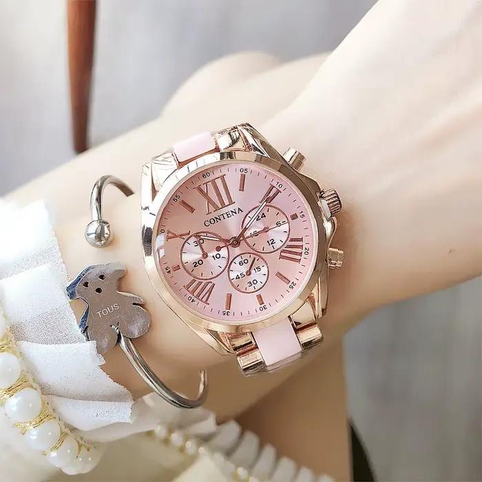 Montres-bracelets simples en acier inoxydable pour femmes, montres pour femmes, horloge élégante, lu