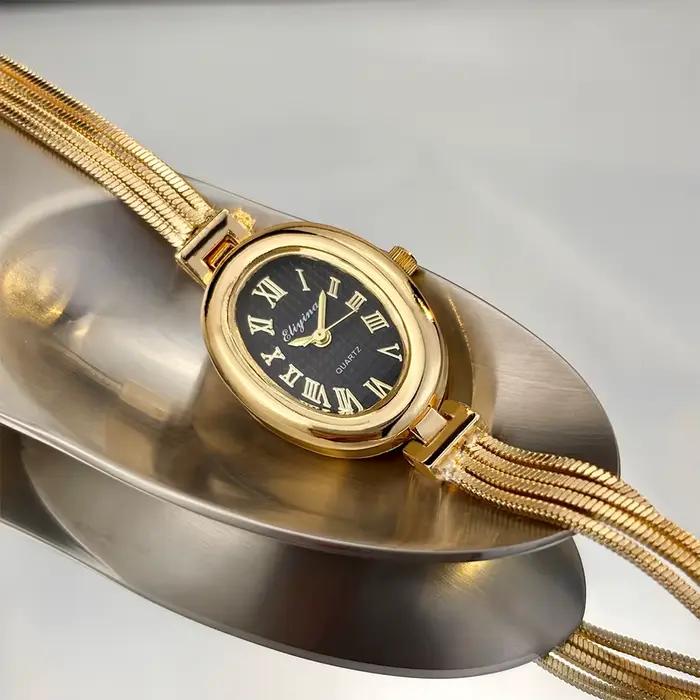 Montre ovale élégante à franges : un trésor vintage délicat pour femmes