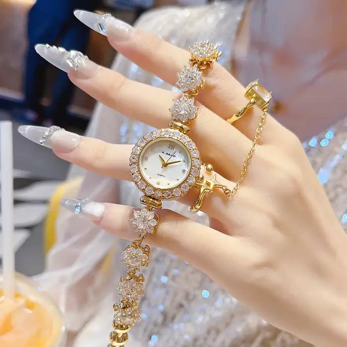 Cadeau de luxe pour femme : montre étanche avec bracelet en acier inoxydable avec petit cadran viole