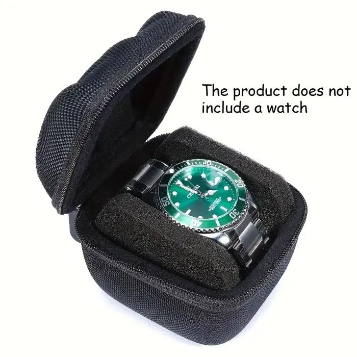 Boîte de rangement de montre noire, 1 pièce, étui rigide avec oreillers souples, doublure en velours