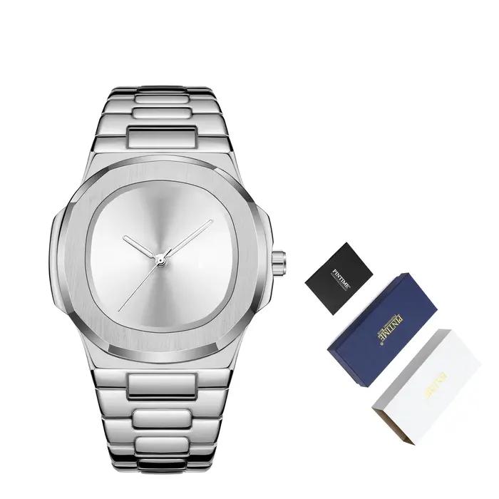 Montre à quartz étanche pour homme, cadran uni, argent, noir, style décontracté, main Shoous classiq