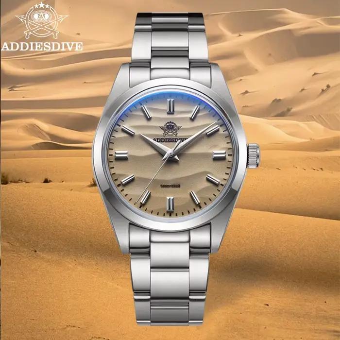 ADDIESDIVE-Montre à quartz étanche pour homme, acier inoxydable, revêtement AR, verre breton, montre