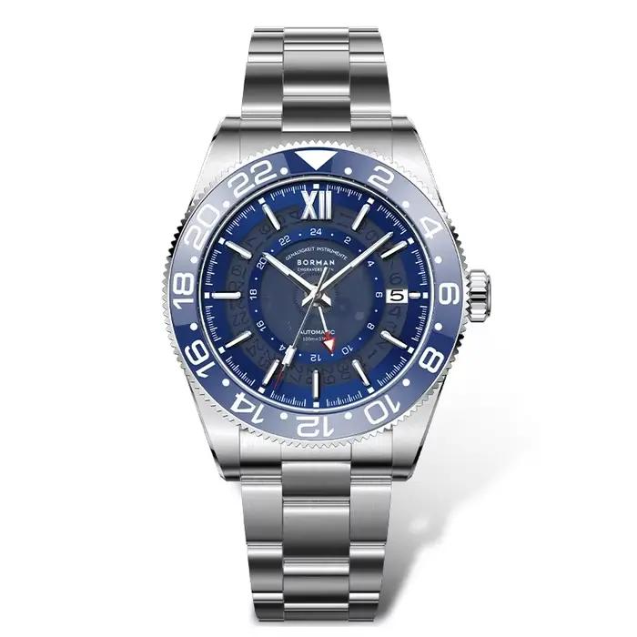 Borman BM3823 hommes montres automatiques de luxe GMT montre-bracelet mécanique 10ATM étanche saphir