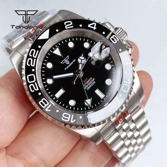 Tandorio Gstuff-Montre Mécanique existent pour Homme, Montre-Bracelet de Plongée Shoous, Lunette Sap