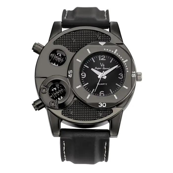 Montre V8 de Sport pour Homme, bracelet en caoutchouc noir, à Quartz