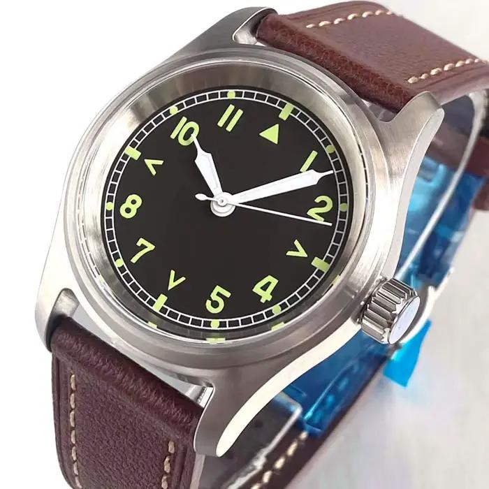 Miyota 8215 Movt 36mm montre automatique pilote classique pour homme cadran noir verre saphir montre
