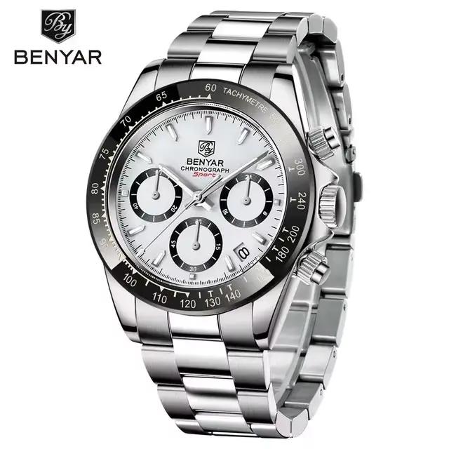 BENYAR 2026 nouveaux hommes montre 40mm montre-bracelet à Quartz classique de luxe chronographe en a