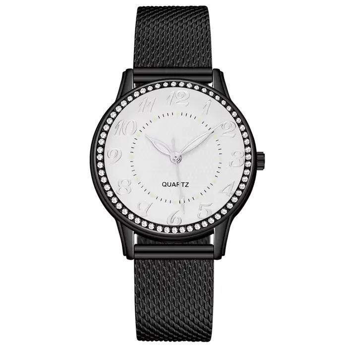 Montres de luxe pour femmes, Bracelet en maille, or Rose, cristal incrusté, à la mode, nouveau