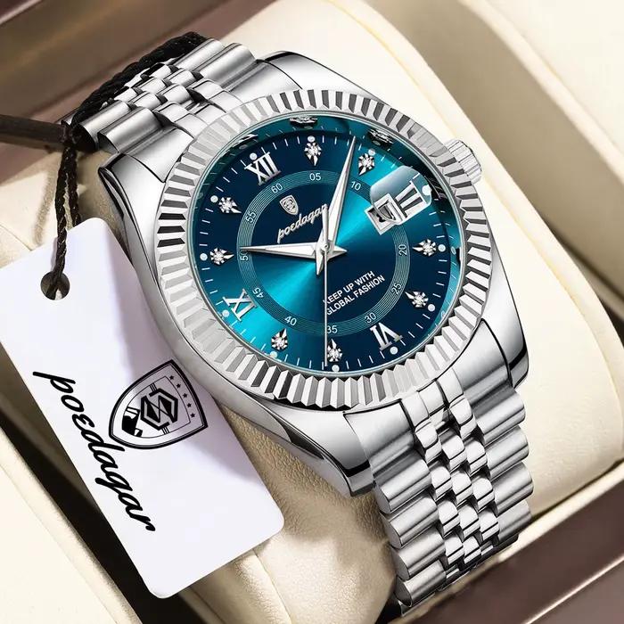 Montre-bracelet pour homme POEDAGAR originale, étanche, lumineuse, date, montre d'affaires pour homm
