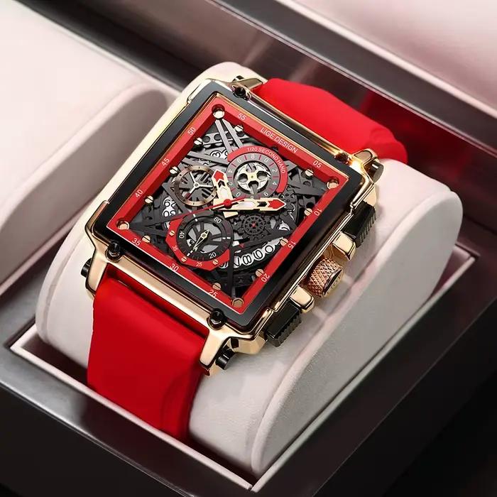 2025 nouveau LIGE hommes montres haut de gamme de luxe creux carré Sport montre pour hommes mode bra