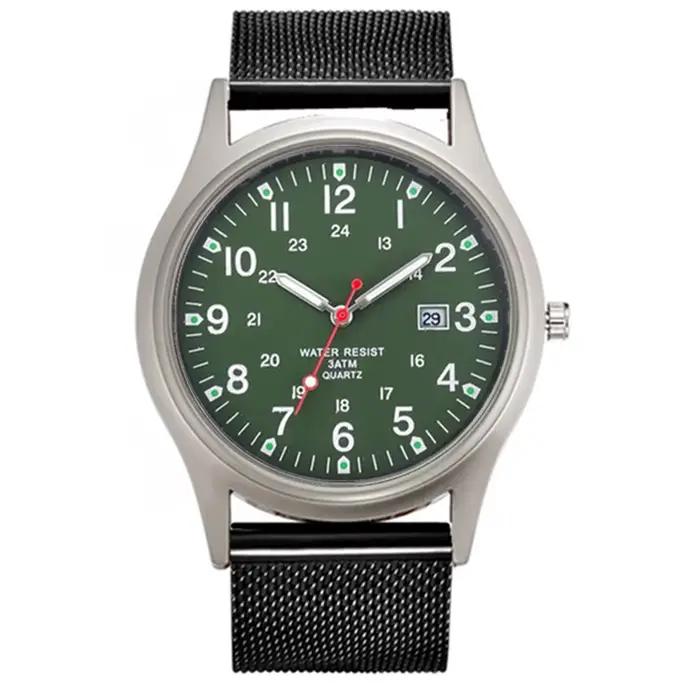 Montre-bracelet en acier inoxydable pour hommes, montre-bracelet simple, montres à quartz vintage, m