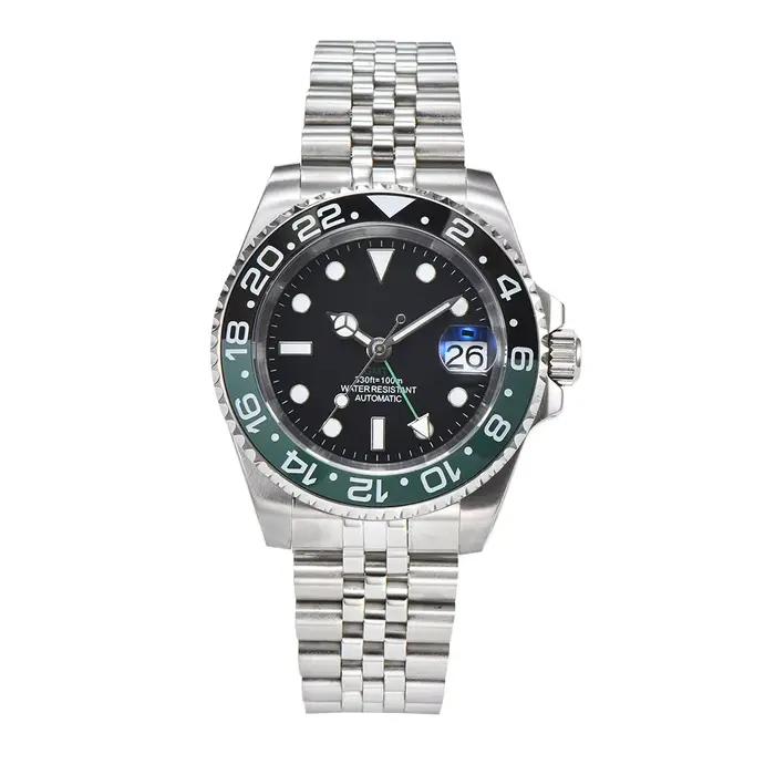 Montre mécanique automatique Dandong GMT 40 mm pour homme, verre saphir luminescent, boîtier en acie