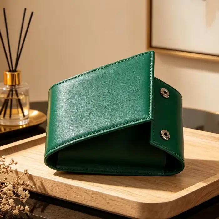 Boîte de rangement portable pour montres homme et femme, anti-poussière, en cuir PU vert, sac de voy