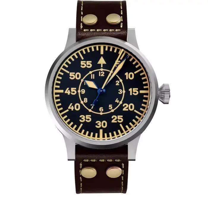 Hruodland 2026 nouvelle montre mécanique automatique pour homme rétro pilote 42MM PT5000 en acier in