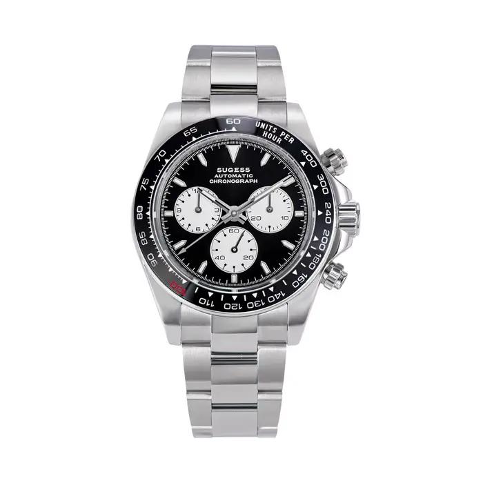 Sugess Panda chronographe mouvement automatique mécanique chronographe montre-bracelet étanche plong