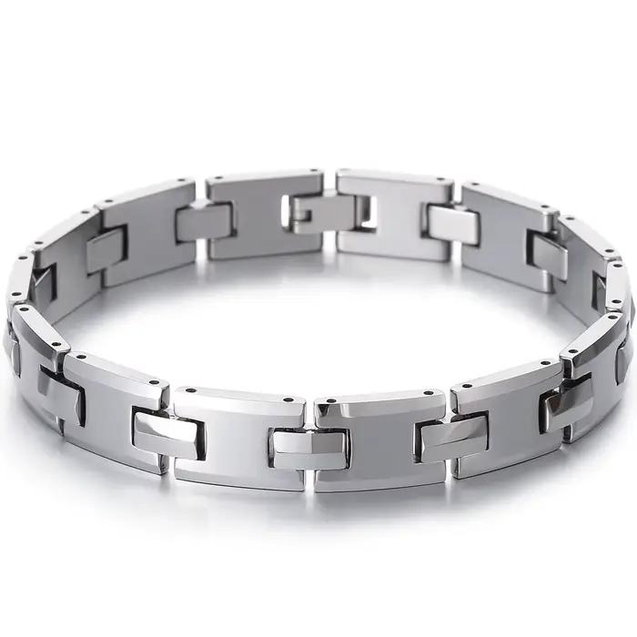 Bracelet en acier tungstène pour homme, style chaîne de montre minimaliste hautement poli, cadeau d'