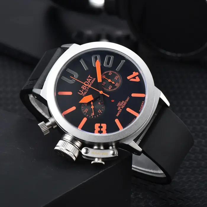 U-BOAT Montre chronographe à quartz pour homme, boîtier en acier inoxydable de 44 mm, bracelet en si