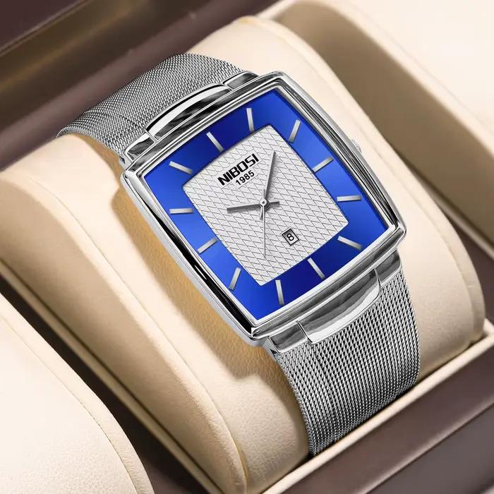 NIBSOI-Montre-bracelet à quartz carrée étanche pour homme, montre-bracelet de sport, marque supérieu