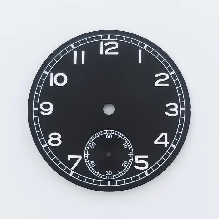 Cadran de montre Manbushijie 37 mm noir, blanc, bleu, luminescent, compatible avec les mouvements ET