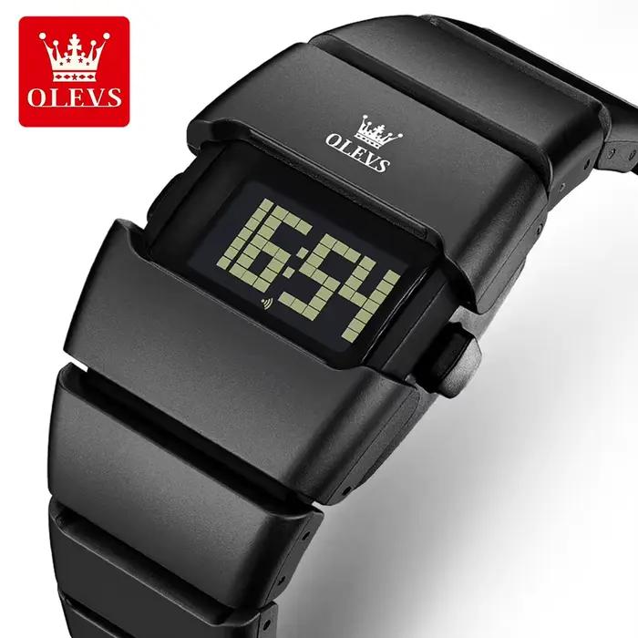 Montre numérique OLEVS 1112, élégante, classique, mouvement électronique original, lumière LED noctu