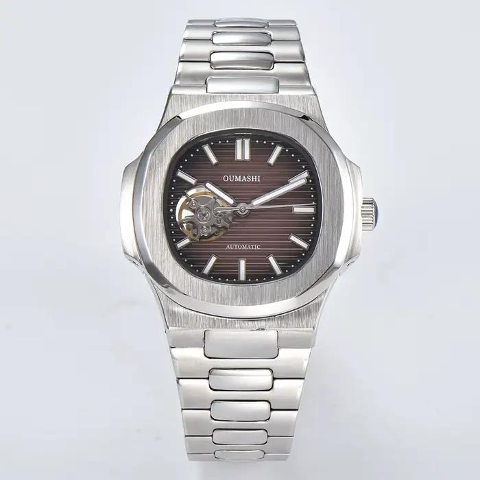 Montre à mouvement NH38 avec logo personnalisable, montre mécanique automatique, en acier inoxydable