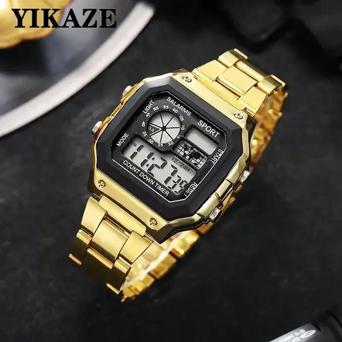 MAYZHISU classique hommes montres numériques de luxe bracelet en acier inoxydable montres de Sport h