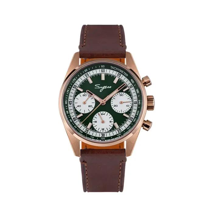 Sugess montre pour hommes 38mm chronographe montres mécaniques Tianjin col de cygne mouvement saphir