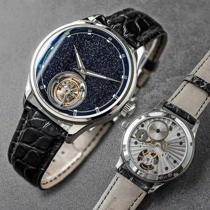 Sugess-Montre Tourbillon Master pour Homme, Édition Limitée, Bleu GoldStone, Luxe, Cadeau Père, Mouv