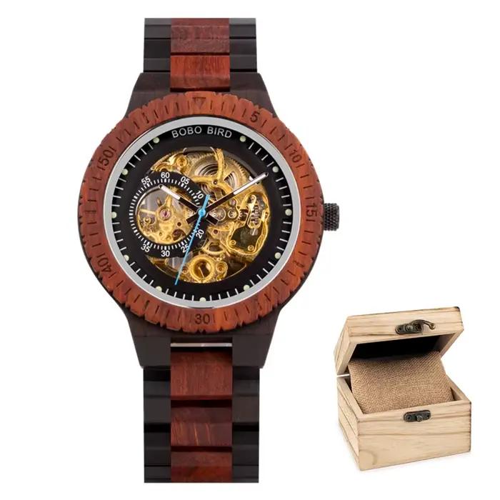 BOBO BIRD Montres automatiques pour hommes, montre mécanique à remontage automatique, support évidé,