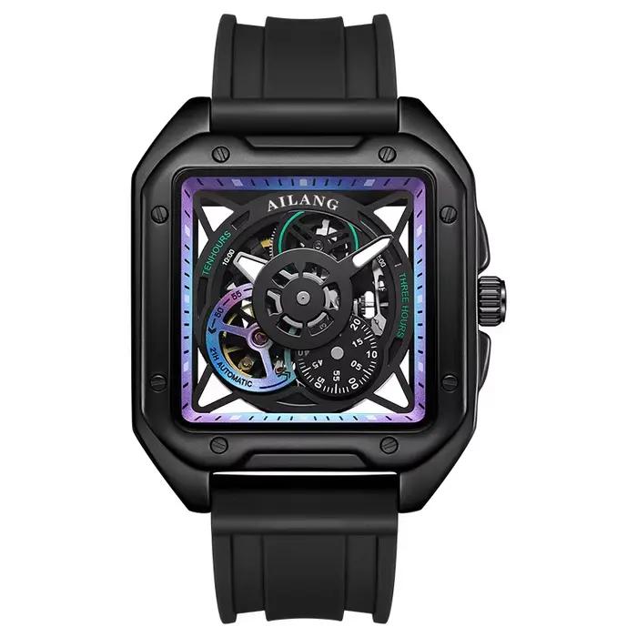Montres mécaniques automatiques AILANG avec tourbillon, cadran squelette carré, sportives, étanches,